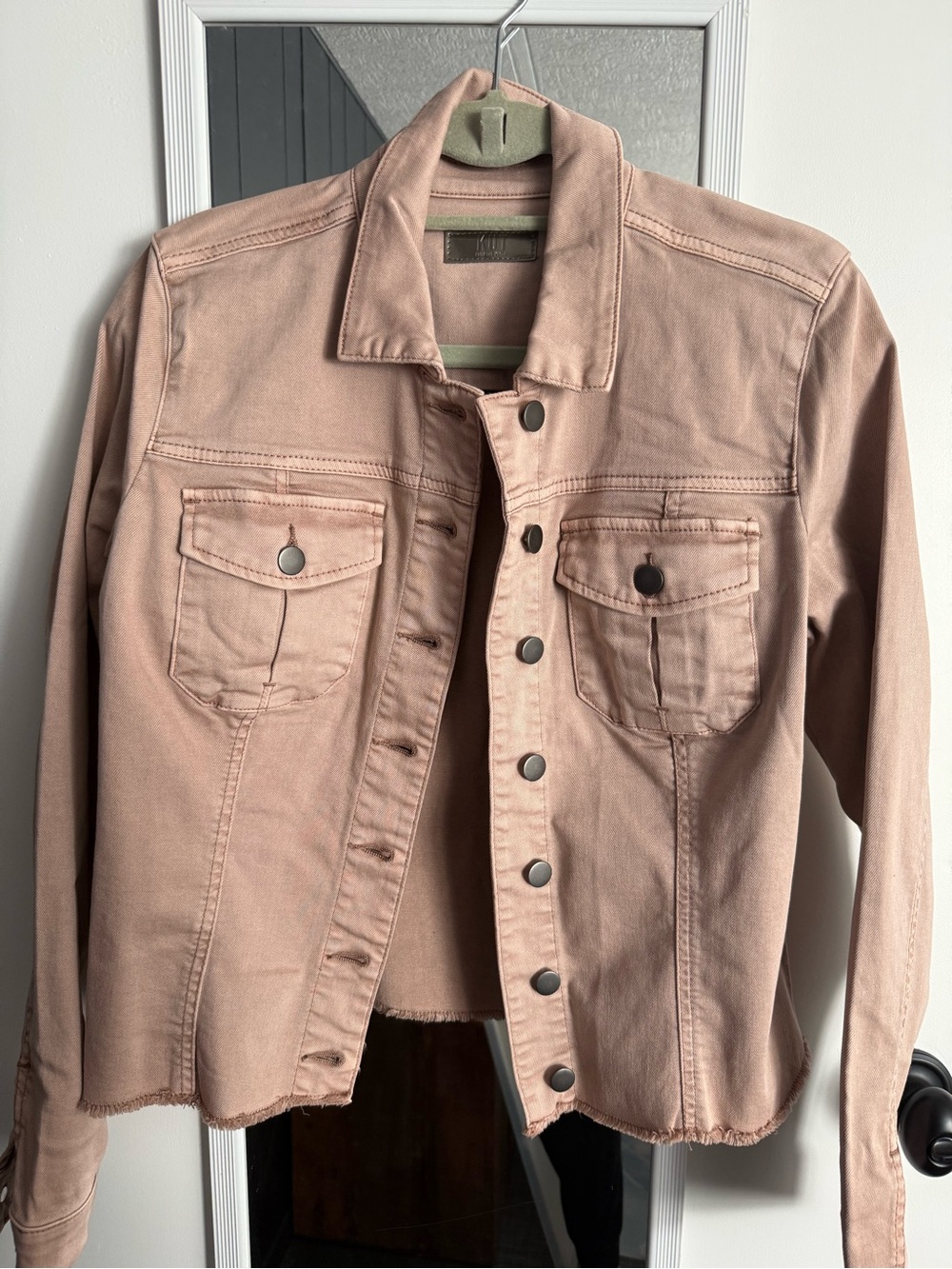 Kut from Kloth Dusty Pink Denim Stretch Jacket Size L